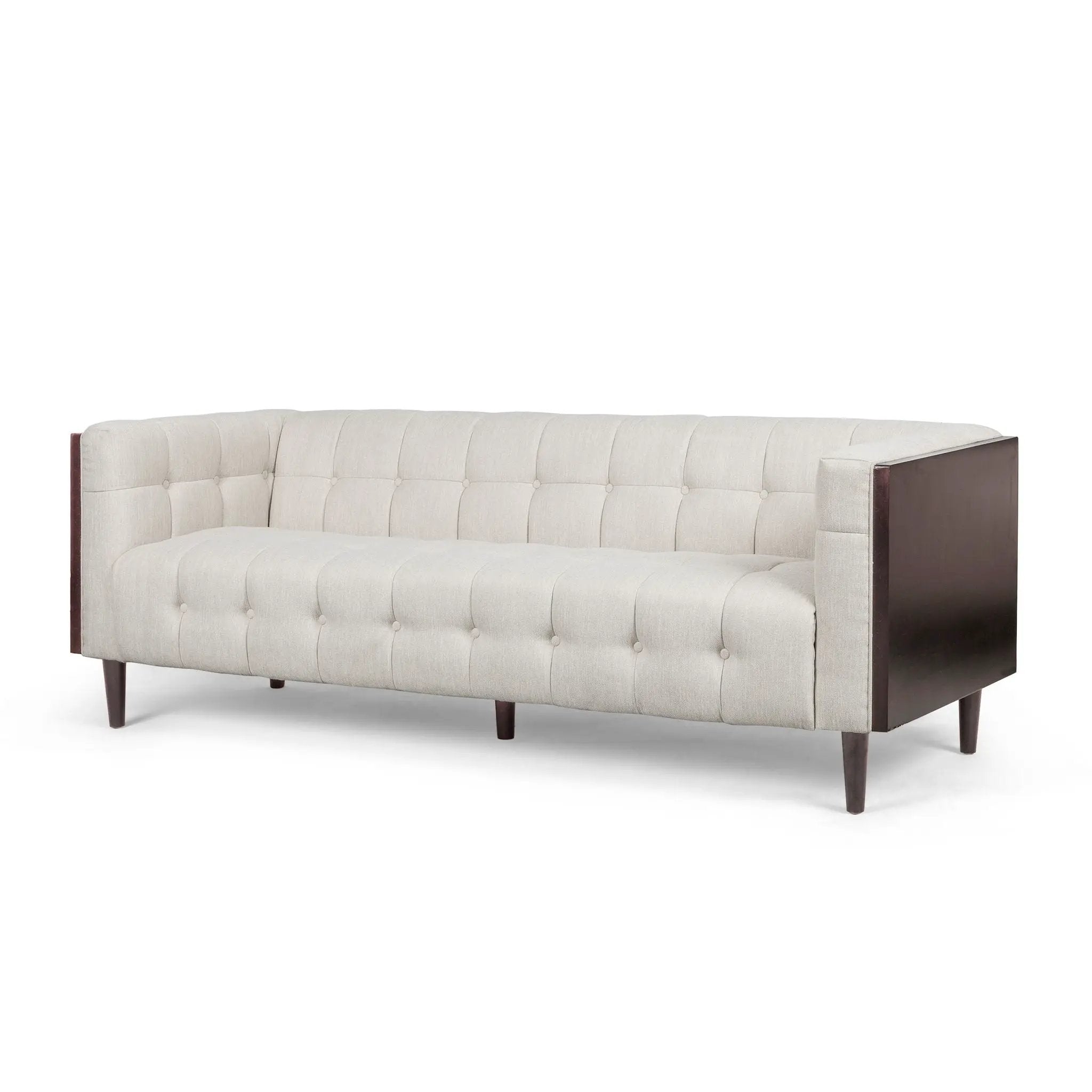 Contemporary Mid-Century Charm 3 Seater Sofa With Button Tufted Waffle Stitching by HouseOfZazla