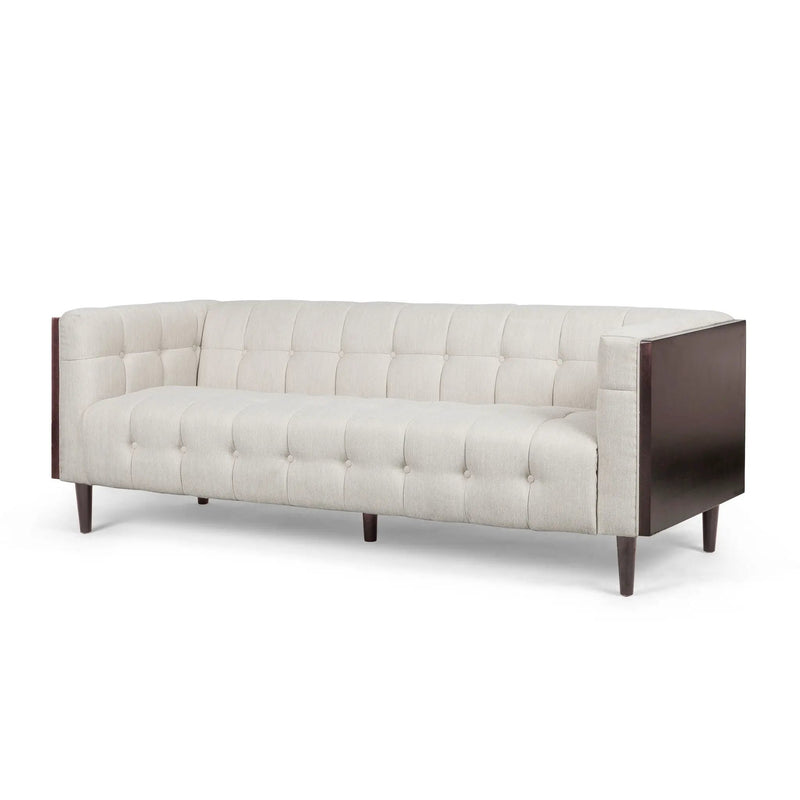 Contemporary Mid-Century Charm 3 Seater Sofa With Button Tufted Waffle Stitching by HouseOfZazla