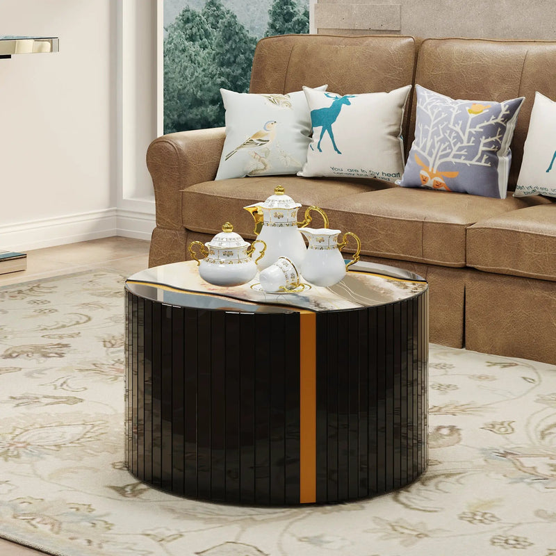 Modern Round Coffee Table with Glass Top by HouseOfZazla