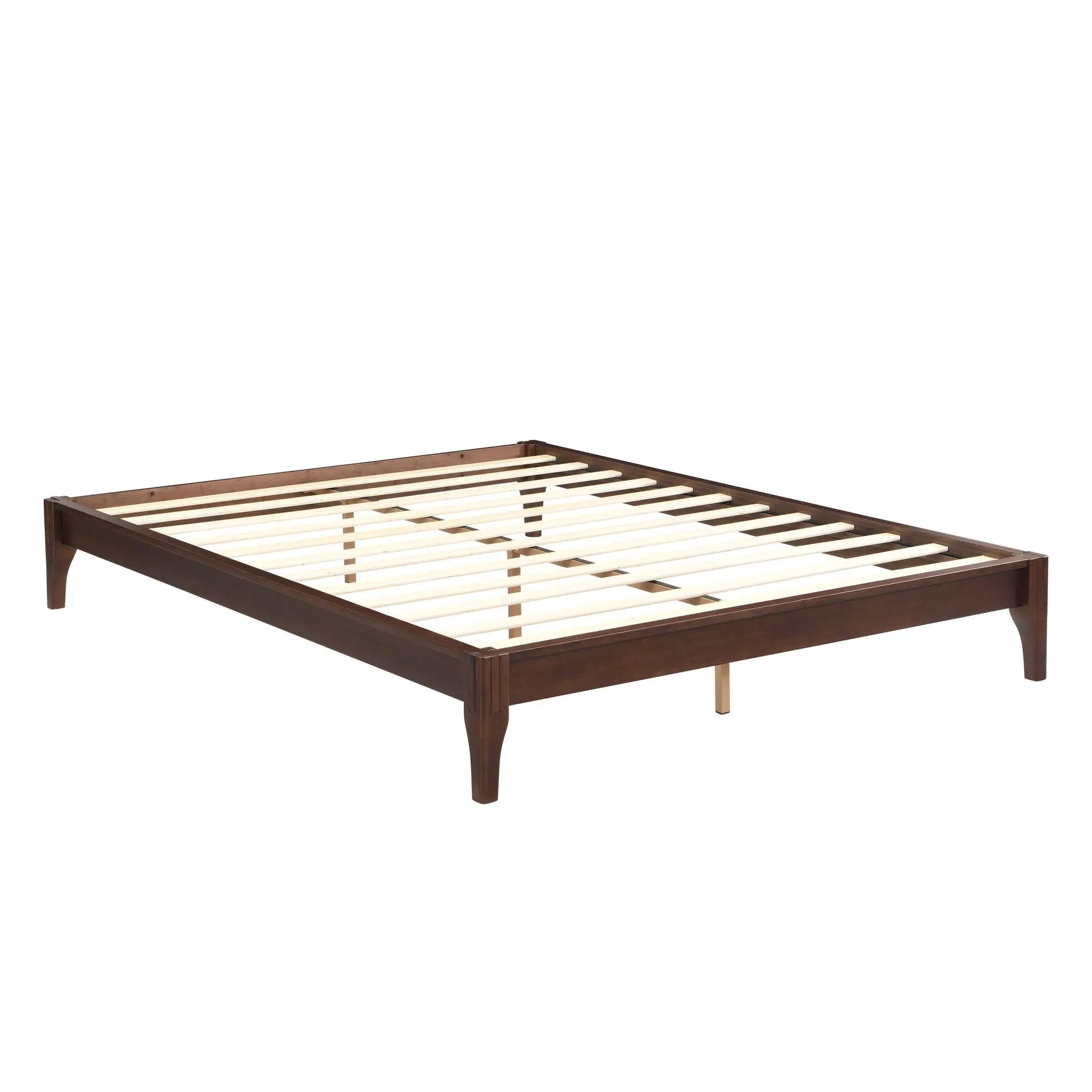 Queen Size Platform Bed Frame With Wood Slat And Metal Support - Chocolate by Unique Piece Furniture