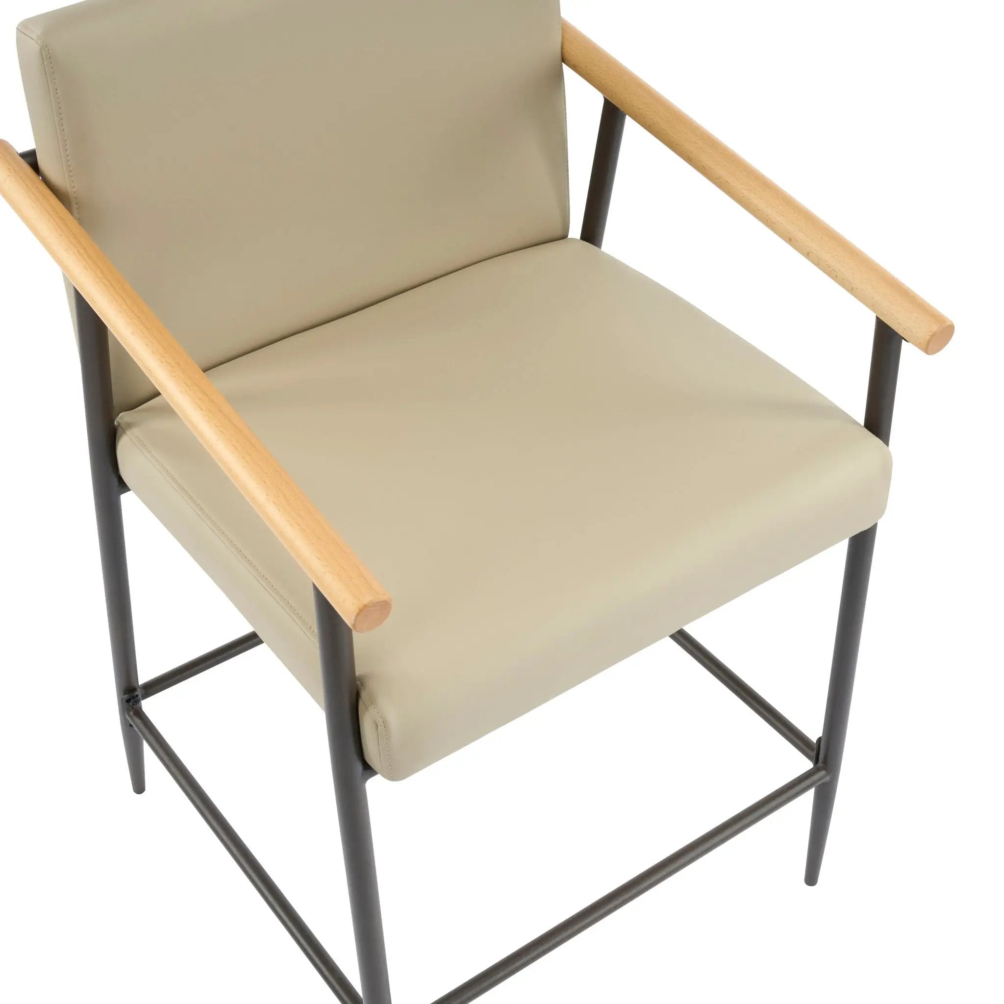 Mid Century Modern Counter Stool Set with Espresso Metal Frame - Khaki by HouseOfZazla