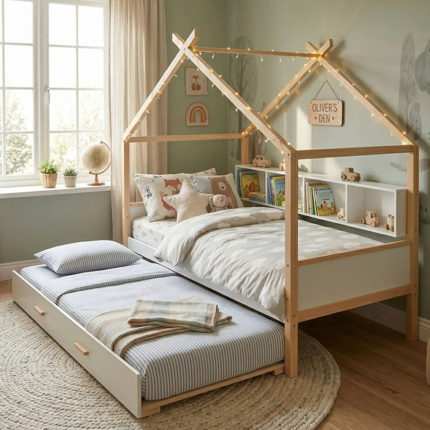 House Bed With Bookshelf Storage by HouseOfZazla