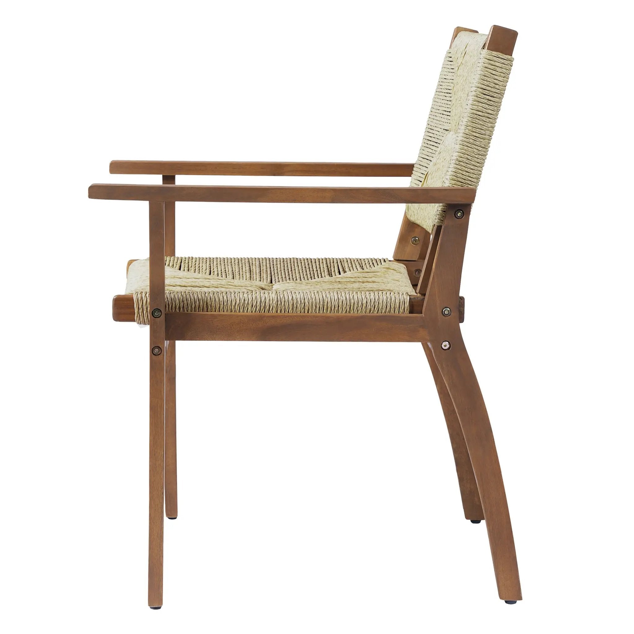Durable Outdoor Dining Chair with Acacia Wood Frame and Wicker Seat by HouseOfZazla