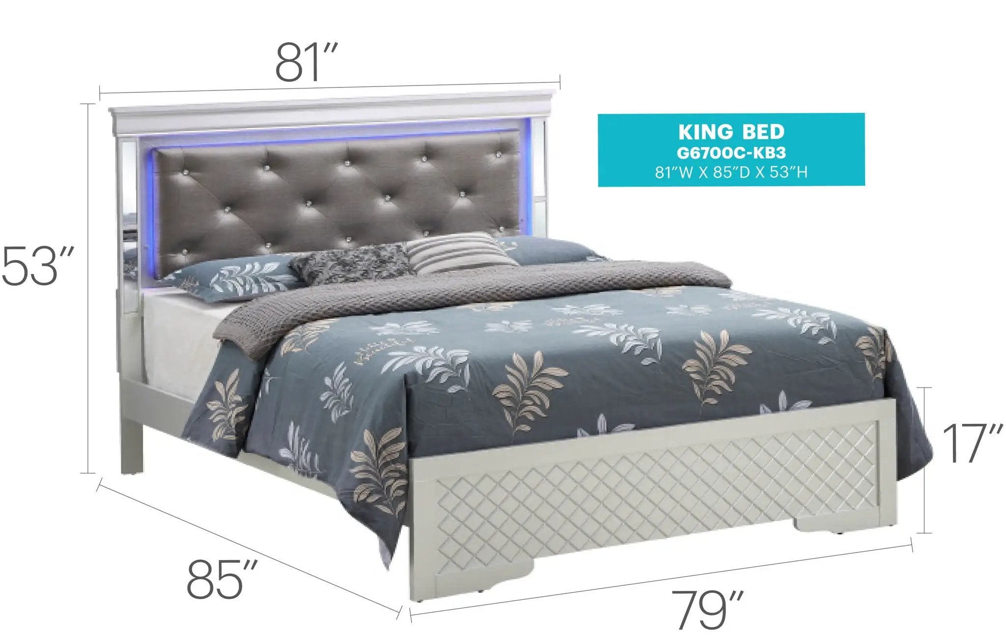 Bed With LED Light Accents Headboard by Unique Piece Furniture