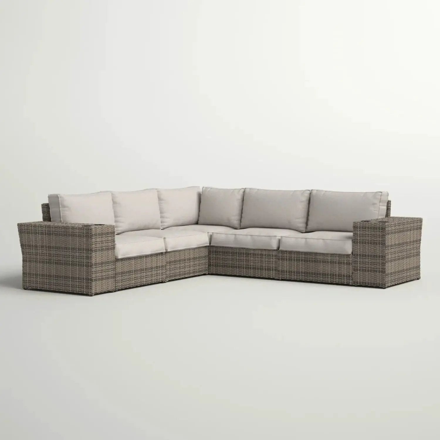 Wide Outdoor Wicker Patio Sectional With Cushions & Reversible Design - Gray by Unique Piece Furniture
