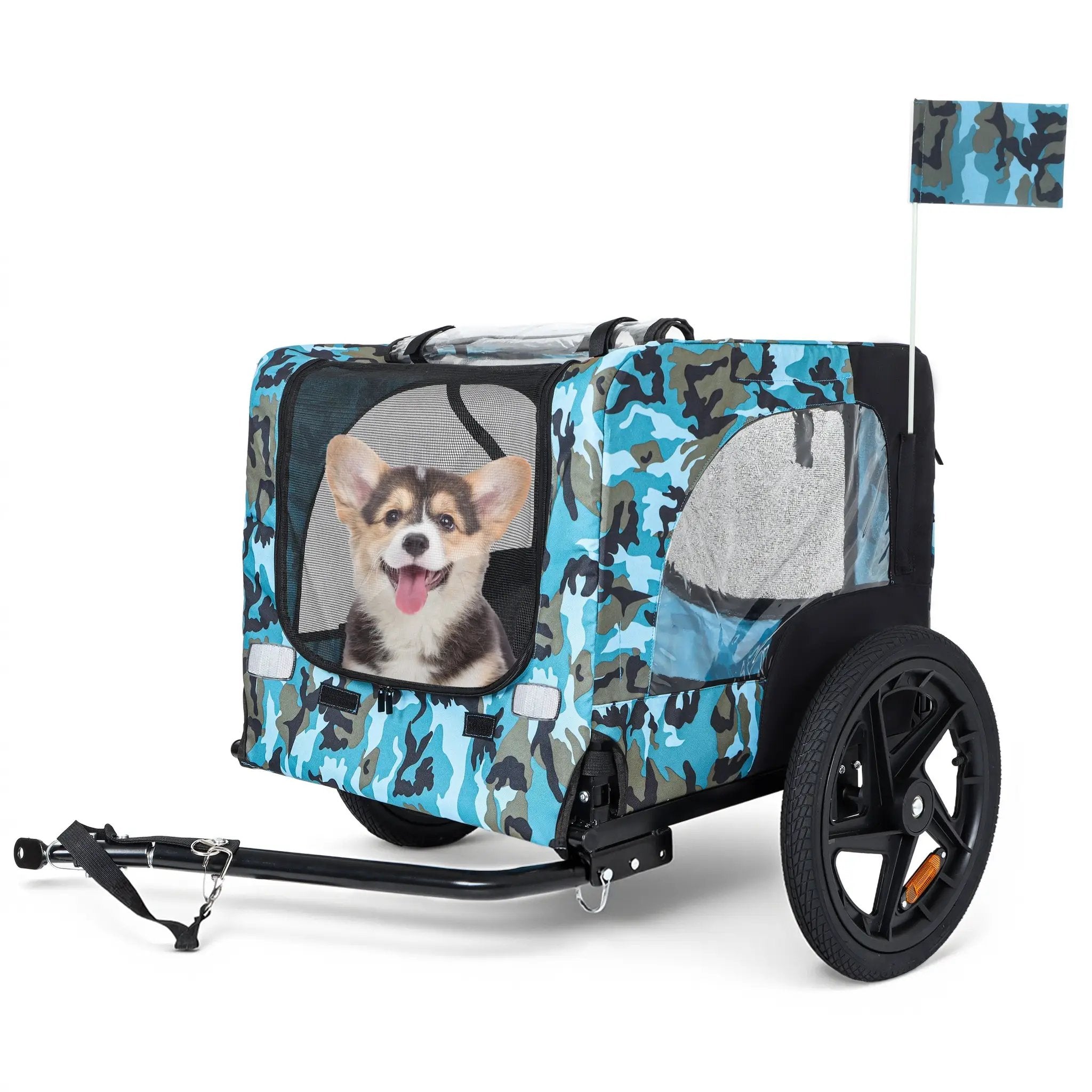 Outdoor Heavy Duty Collapsible Pet Bike Trailer with 16-Inch Wheels by HouseOfZazla