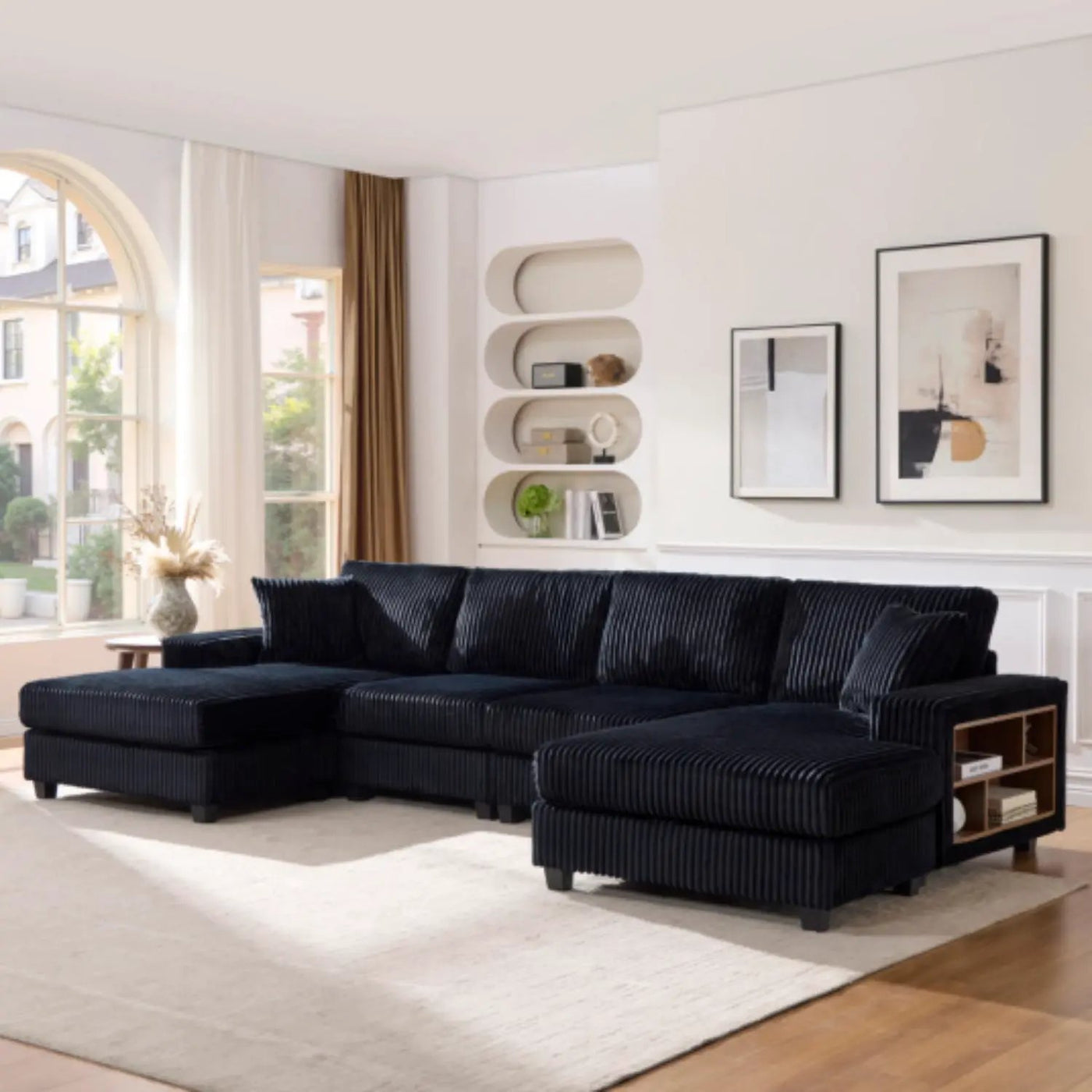 U-Shaped Convertible Sofa, 4 Seater Large Living Room Lounge by HouseOfZazla