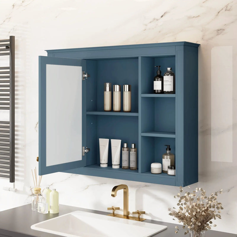 Wall Mounted Medicine Cabinet With Mirror, Storage Cabinet Featuring 6 Open Shelves And Adjustable Interior by HouseOfZazla