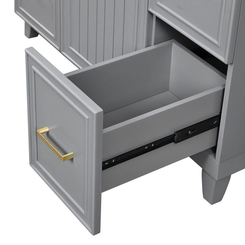 Bathroom Vanity With Ceramic Sink, Soft Close Doors, Adjustable Shelves