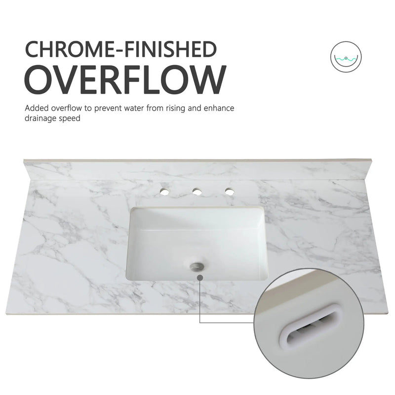Elegant Sintered Stone Bathroom Vanity Top With Rectangular Undermount Ceramic Sink by HouseOfZazla