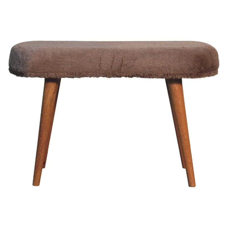 Solid Wood Faux Fur Fabric Bench, Upholstered, Nordic Legs by HouseOfZazla