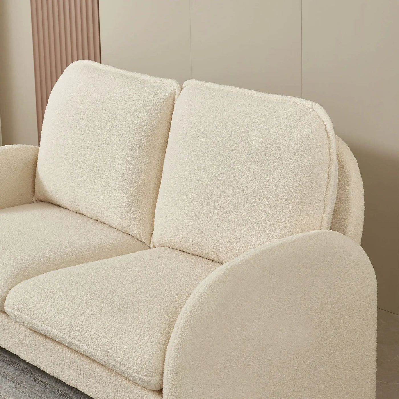 Loveseat Sofa Small Couch For Living Room, Sherpa Fabric Upholstered Loveseat Sofa Couch, Small Loveseat Sofa For Apartment, Bedroom by HouseOfZazla