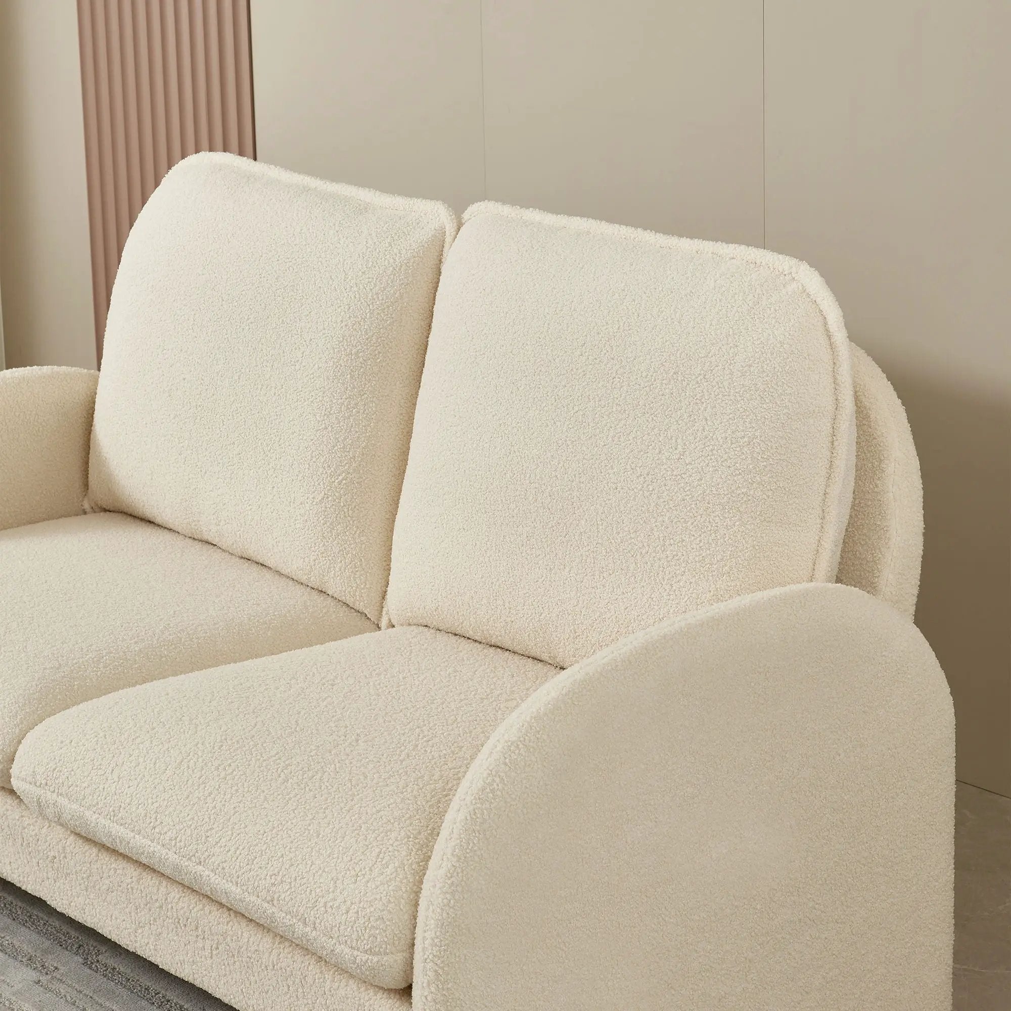 Loveseat Sofa Small Couch For Living Room, Sherpa Fabric Upholstered Loveseat Sofa Couch, Small Loveseat Sofa For Apartment, Bedroom by HouseOfZazla