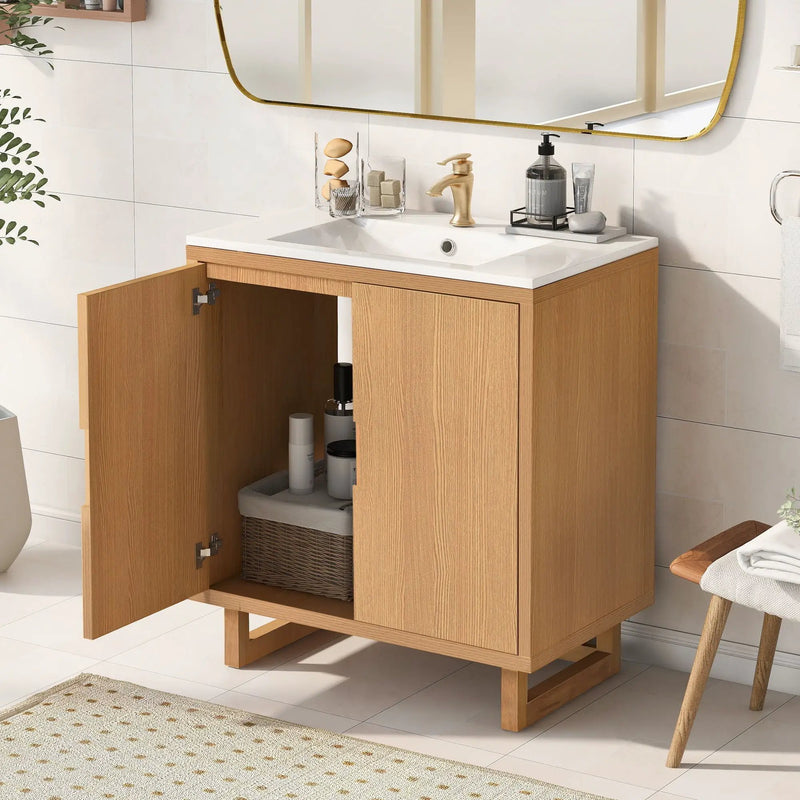 Bathroom Vanity Set With Sink, Combo Cabinet, Bathroom Storage Cabinet, Solid Wood Frame by Unique Piece Furniture