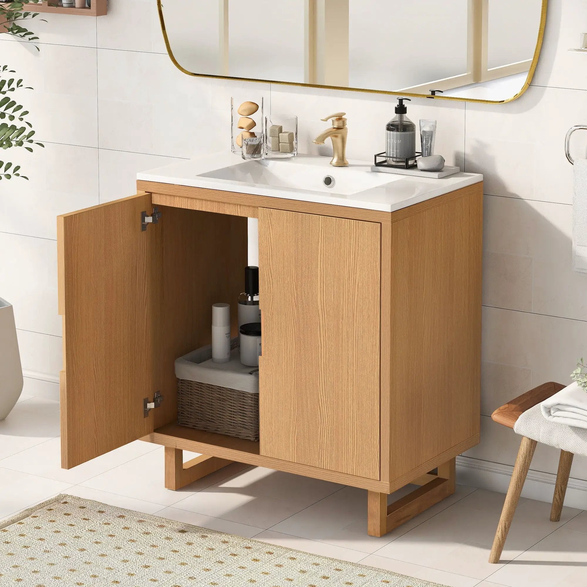 Bathroom Vanity Set With Sink, Combo Cabinet, Bathroom Storage Cabinet, Solid Wood Frame by HouseOfZazla