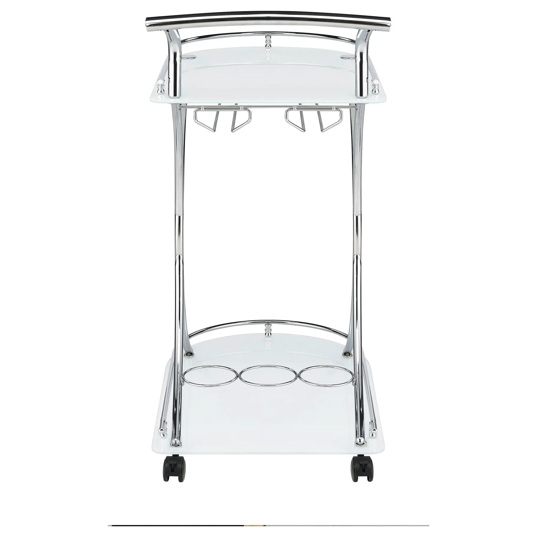 Elfman 2-tier Glass Shelf Metal Bar Cart White and Chrome by Unique Piece Furniture