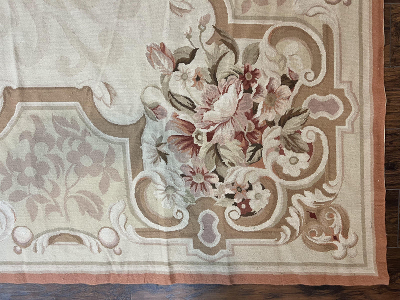 10x14 Aubusson Rug, Wool Handmade Vintage Carpet, French European Design, Elegant by Jewel Rugs