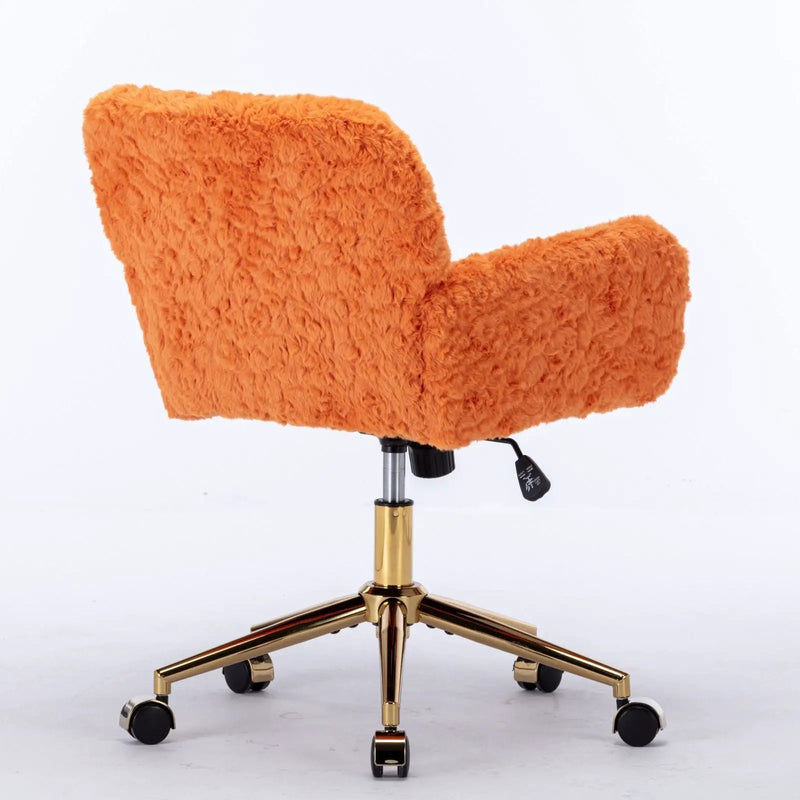 Office Chair, Artificial Rabbit Hair Home Office Chair With Metal Base, Adjustable Desk Chair Swivel Office Chair, Vanity Chair by HouseOfZazla