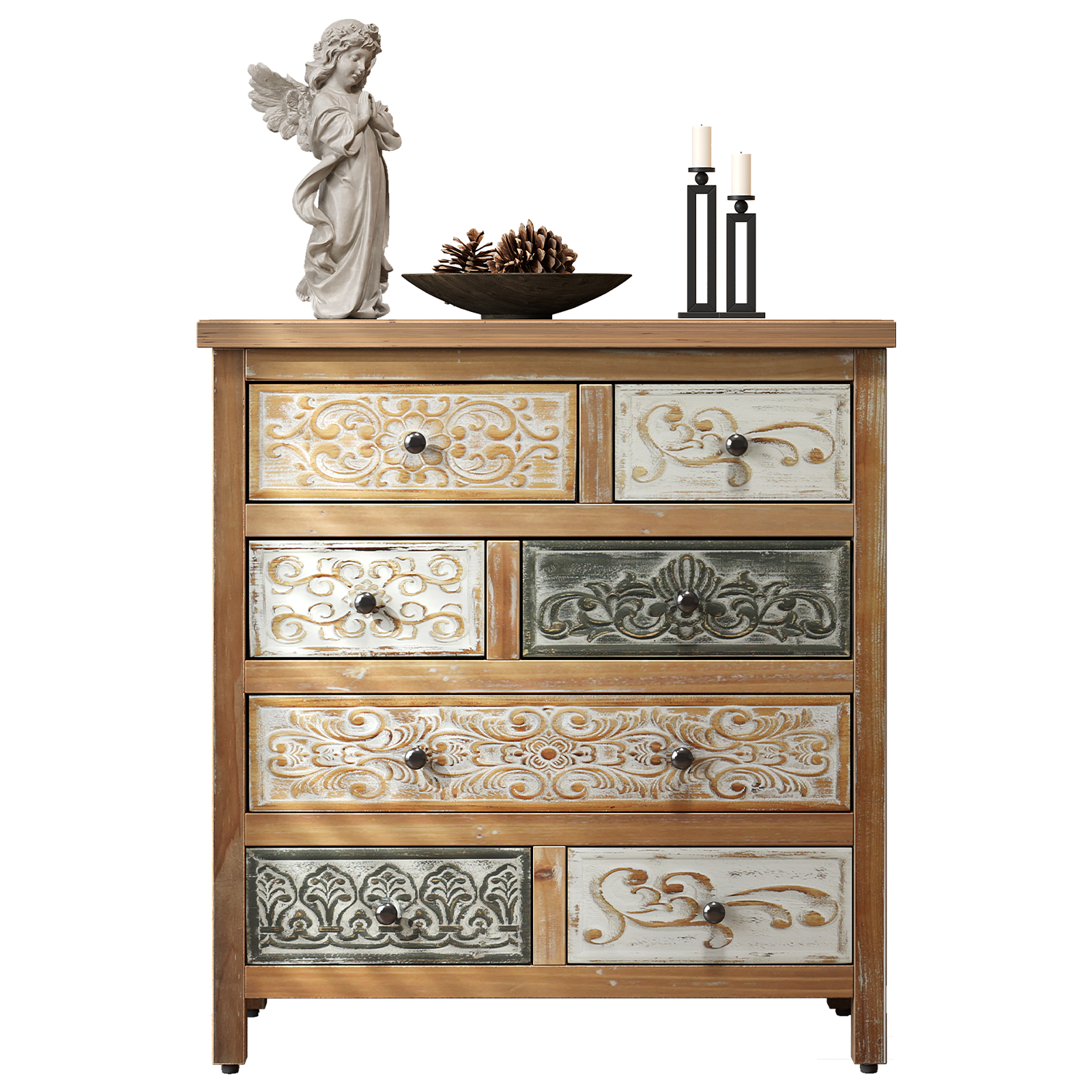Vintage Wooden Accent Chest with 6 Drawers by HouseOfZazla