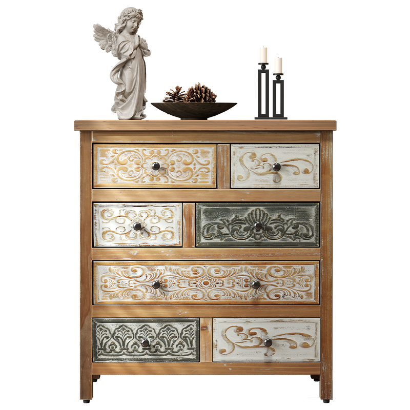 Vintage Wooden Accent Chest with 6 Drawers by HouseOfZazla