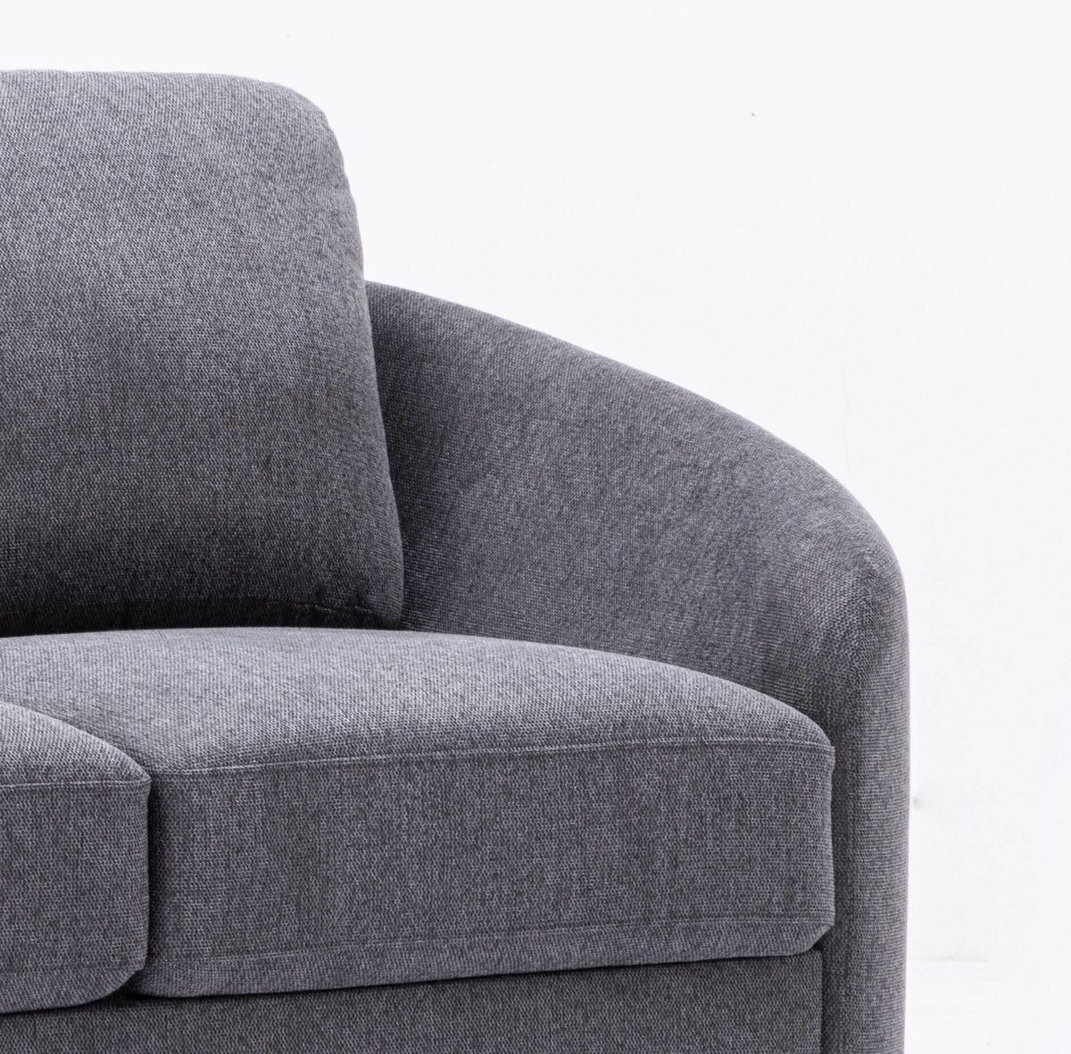 Yuina Linen Loveseat with Chrome Metal Legs - Gray, photo 3 of 4