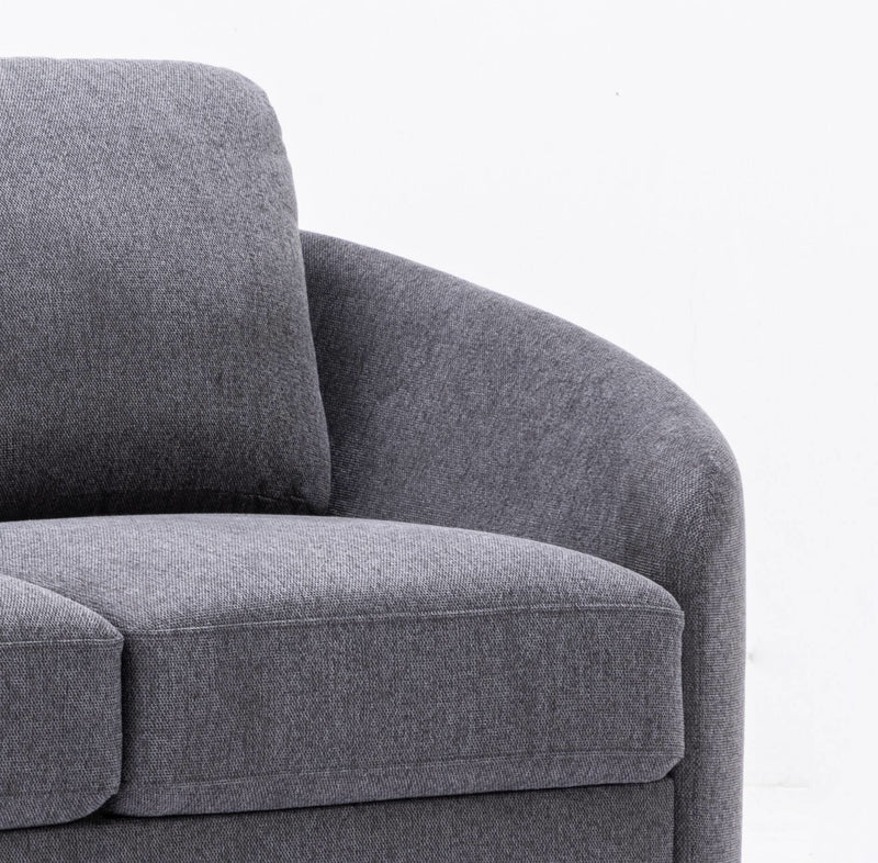 Yuina Linen Loveseat with Chrome Metal Legs - Gray, photo 3 of 4