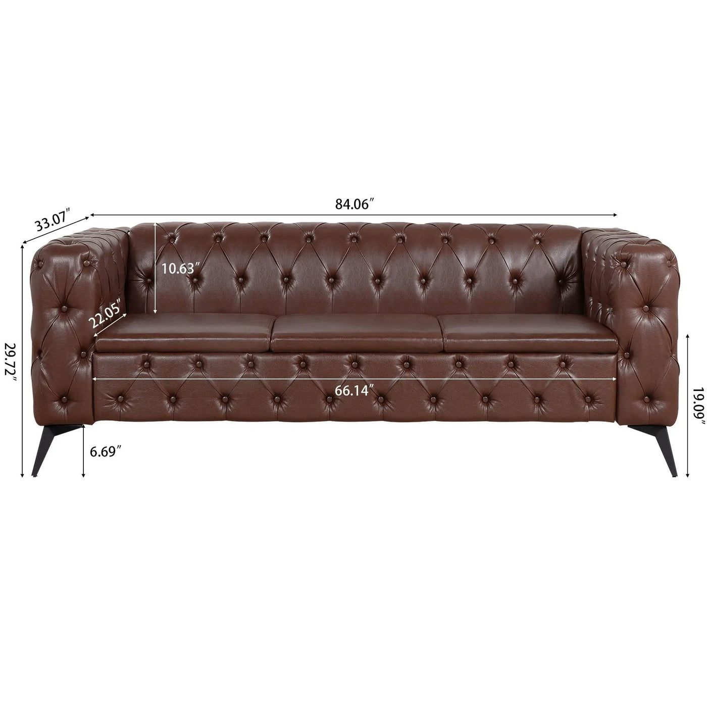 Square Arm Removable Cushion 3 Seater Sofa by HouseOfZazla