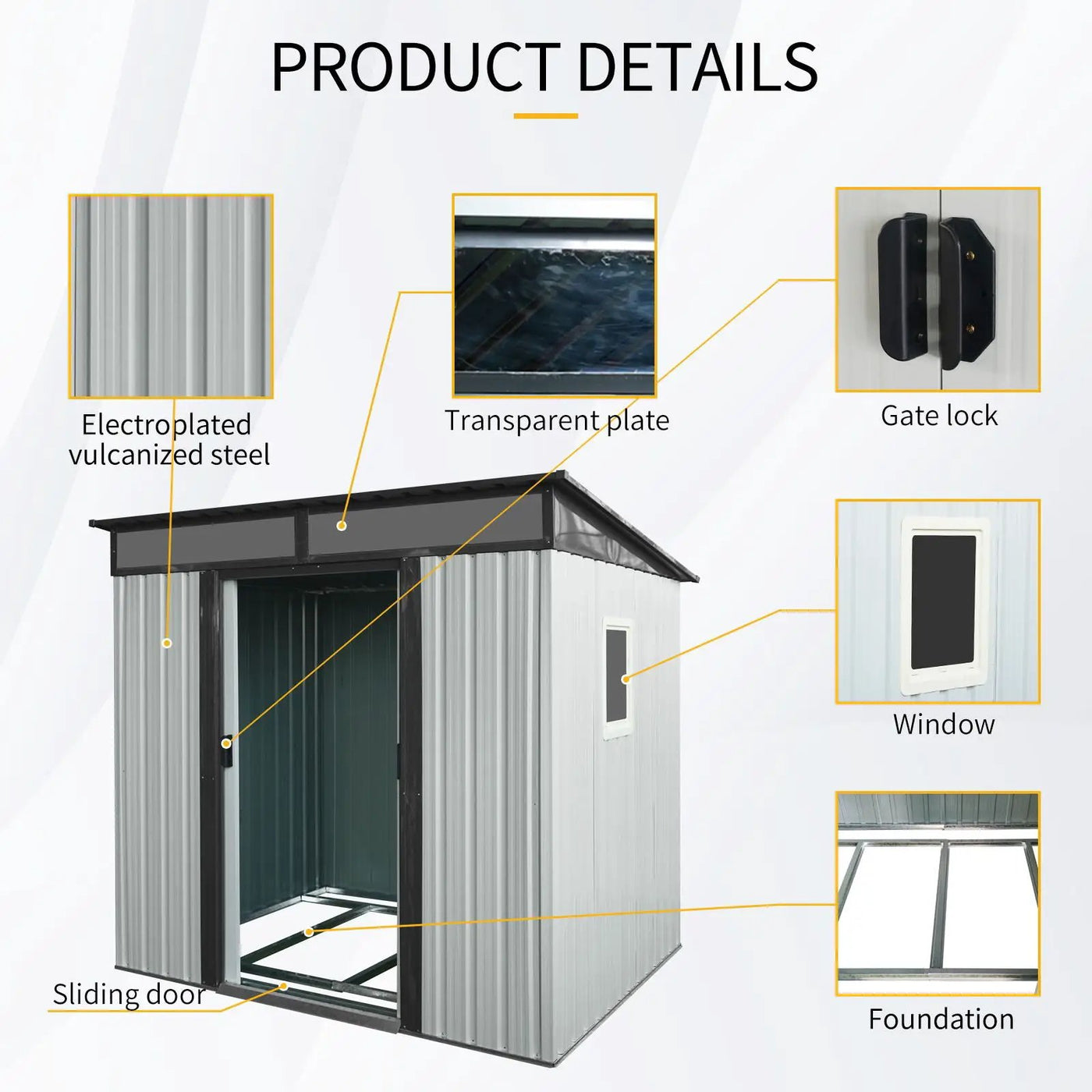 Outdoor Metal Storage Shed With Window And Transparent Plate For Garden, Lawn by HouseOfZazla