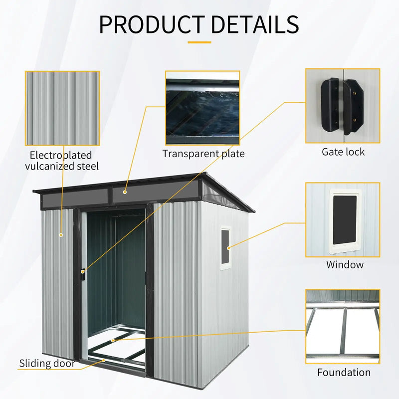 Outdoor Metal Storage Shed With Window And Transparent Plate For Garden, Lawn by HouseOfZazla