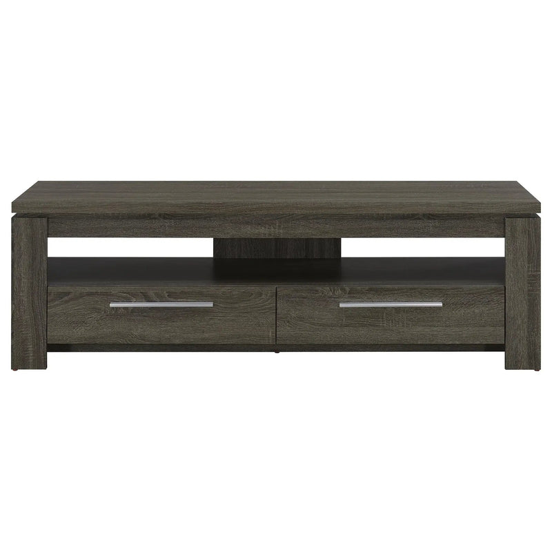 Elkton 2-drawer Engineered Wood 59-inch TV Stand Weathered Grey by Unique Piece Furniture