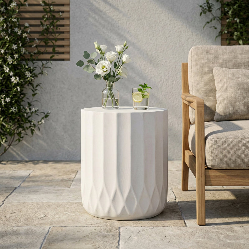 Round Outdoor Side Table, 15" W x 15" D End Table by HouseOfZazla