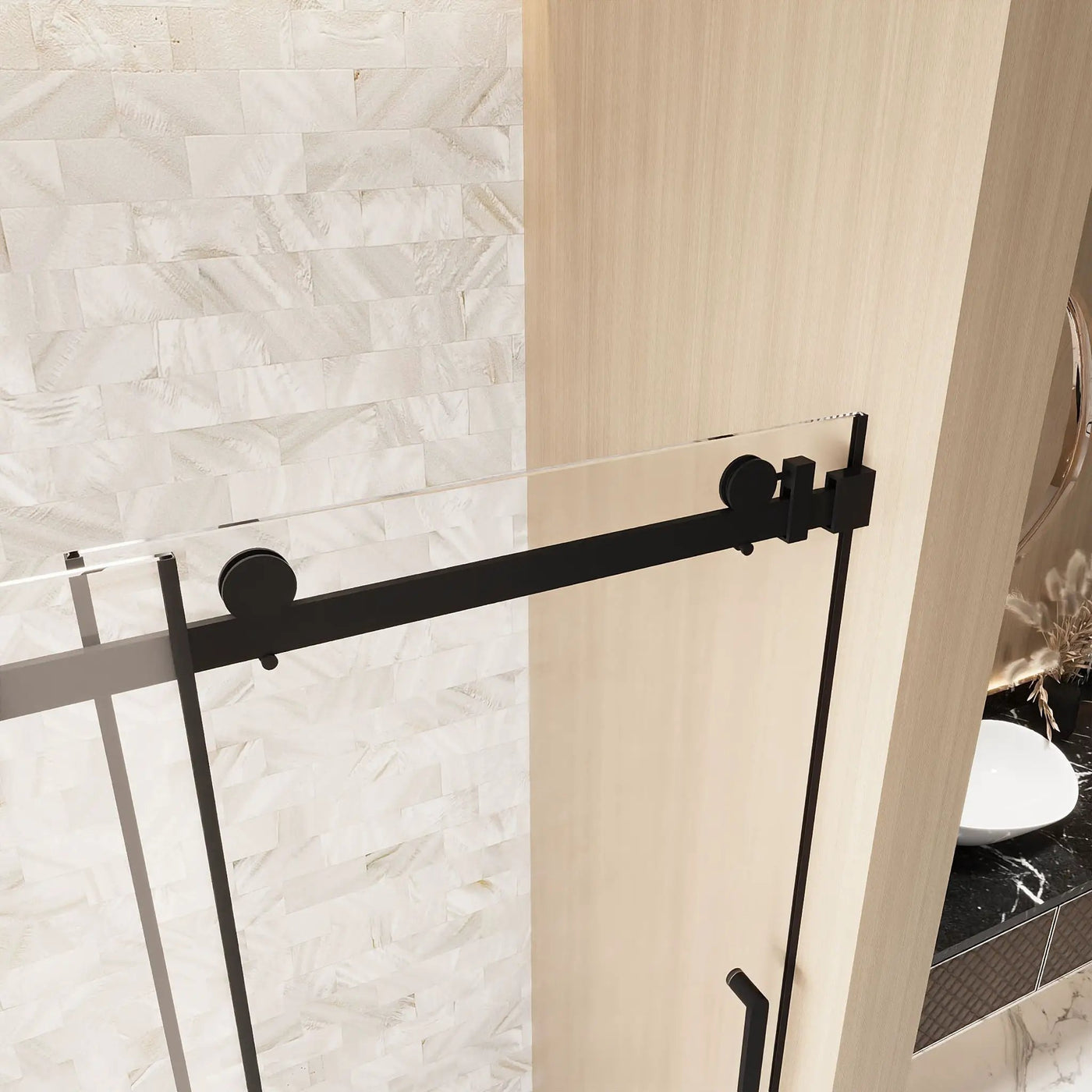 Frameless Single Sliding Shower Door, Square Tube Track by HouseOfZazla