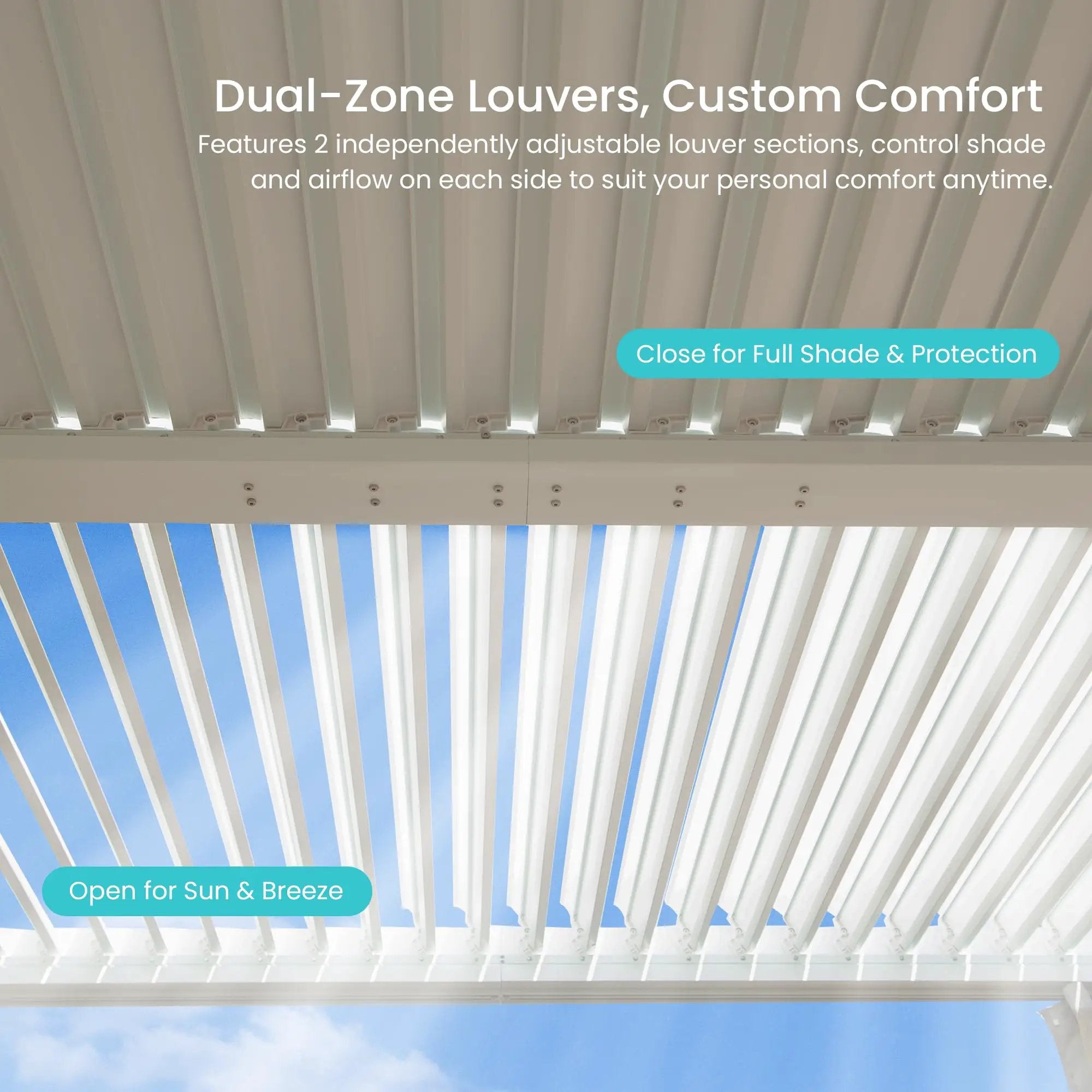 10x12 FT Outdoor Louvered Pergola with Adjustable Louvers - White by HouseOfZazla