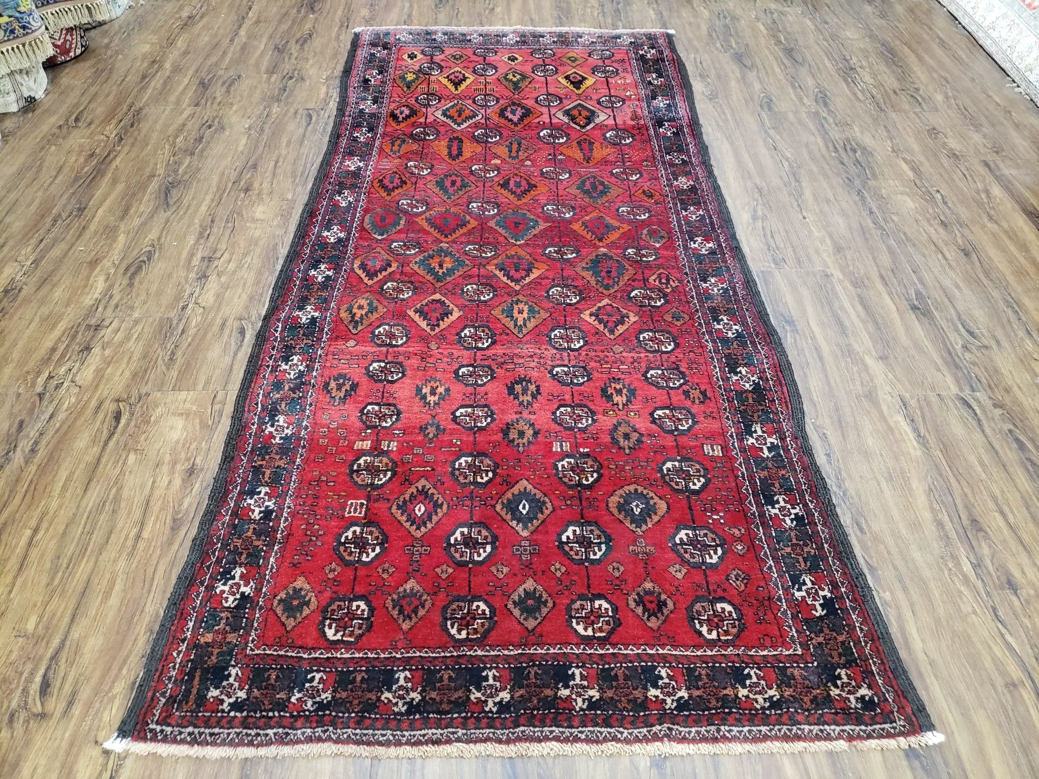 4 x 8 Handmade Baluch Afghan Turkoman Tribal Wool Rug Organic Dyes 8x4 Carpet by Jewel Rugs