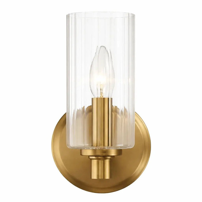 Jardin - Single Light Wall Sconce With Clear Ribbed Satin - Clear / Gold by HouseOfZazla