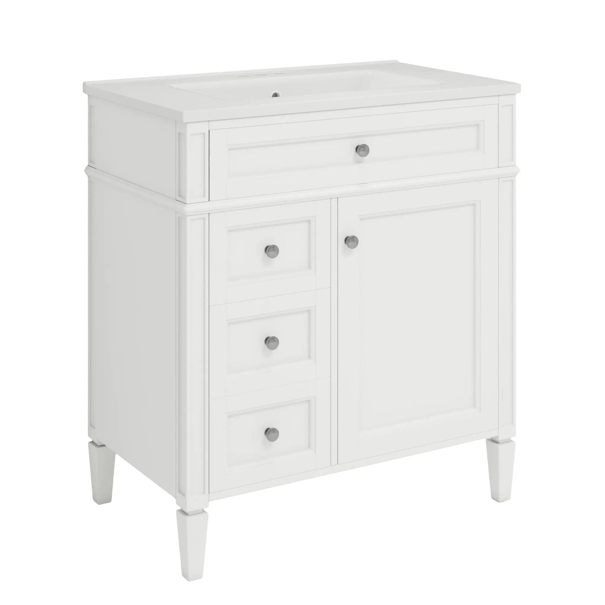Bathroom Vanity With Medicine Cabinet, Royal Mirror Cabinet, Modern Bathroom Storage Cabinet With 2 Soft Closing Doors And 4 Drawers by HouseOfZazla