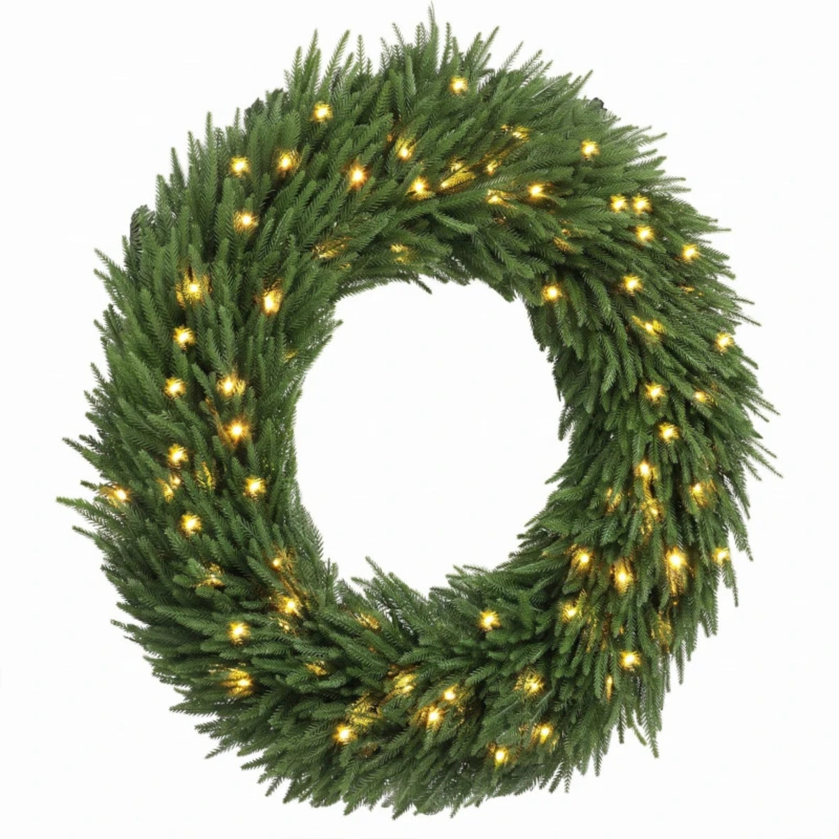 36-Inch Pre-Lit Christmas Wreath with Warm White Lights - Green, photo 6 of 9