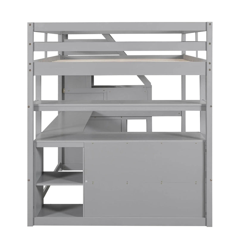 Loft Bed With Desk, Shelves, 2 Drawers, Storage Staircase by HouseOfZazla