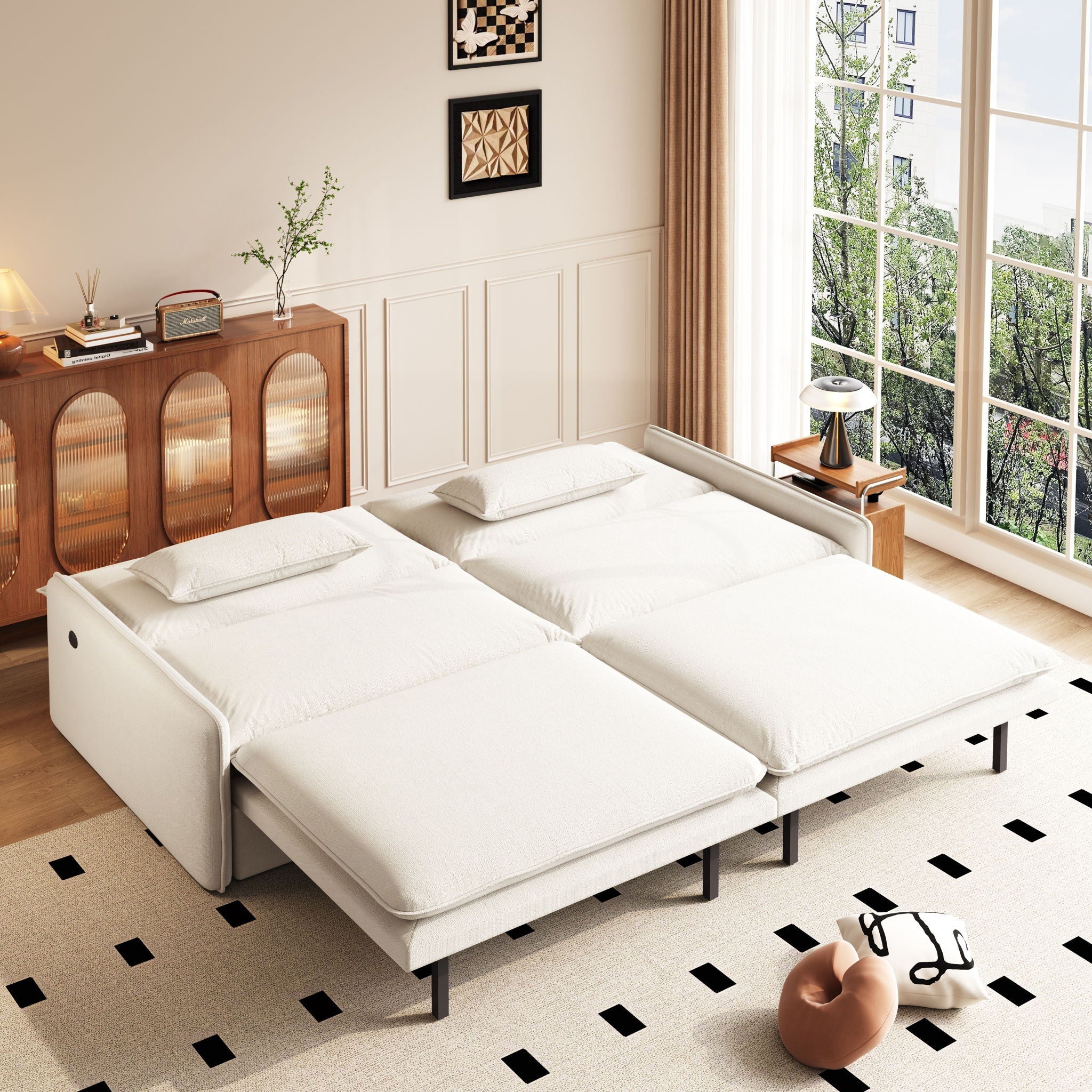 4 Seat Convertible Sleeper Sofa Bed, Modern With Storage by HouseOfZazla