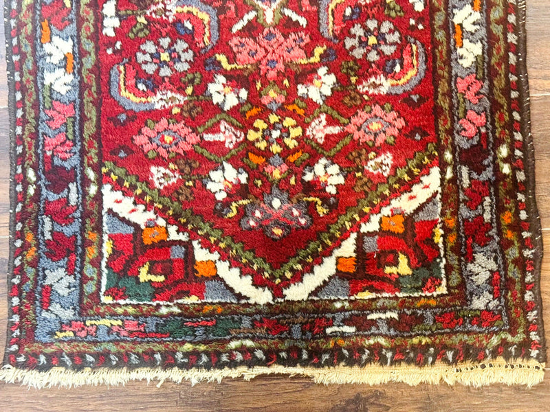 Small Red Persian Tribal Rug 2.6 x 4, Wool Rug, Persian Hamadan Rug by Jewel Rugs