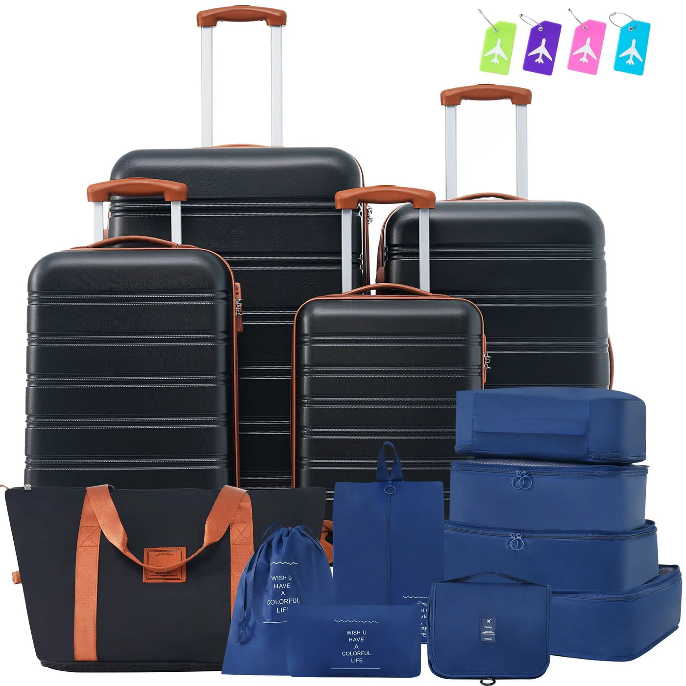 Hardshell Luggage Sets 4 Pieces + Bag Spinner Suitcase With Tsa Lock Lightweight - 16" / 20" / 24" / 28" Luggages by HouseOfZazla