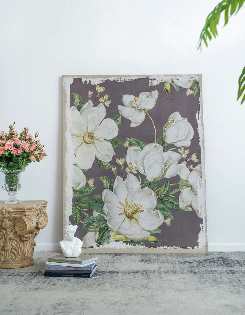Large Botanical Wall Art Prints, Home Decor For Living Room Dining Room Bedroom Hallway - White / Gray by HouseOfZazla