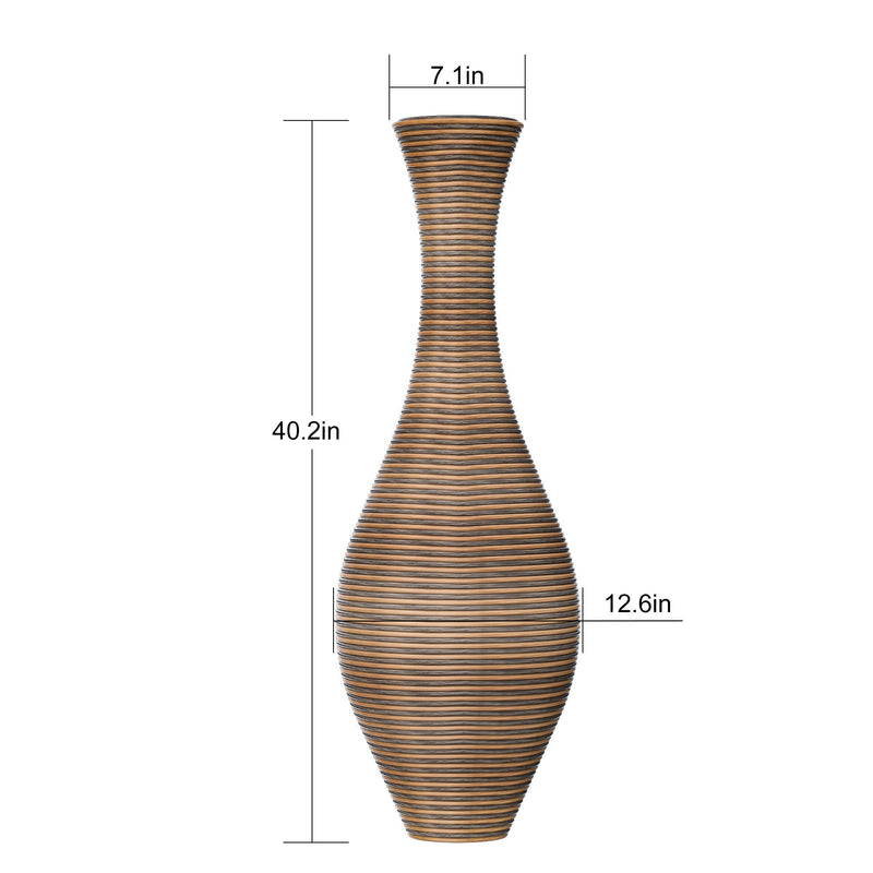 Tall Artificial Rattan Floor Vase with Artistic Design - Beige / Gray, photo 22 of 23