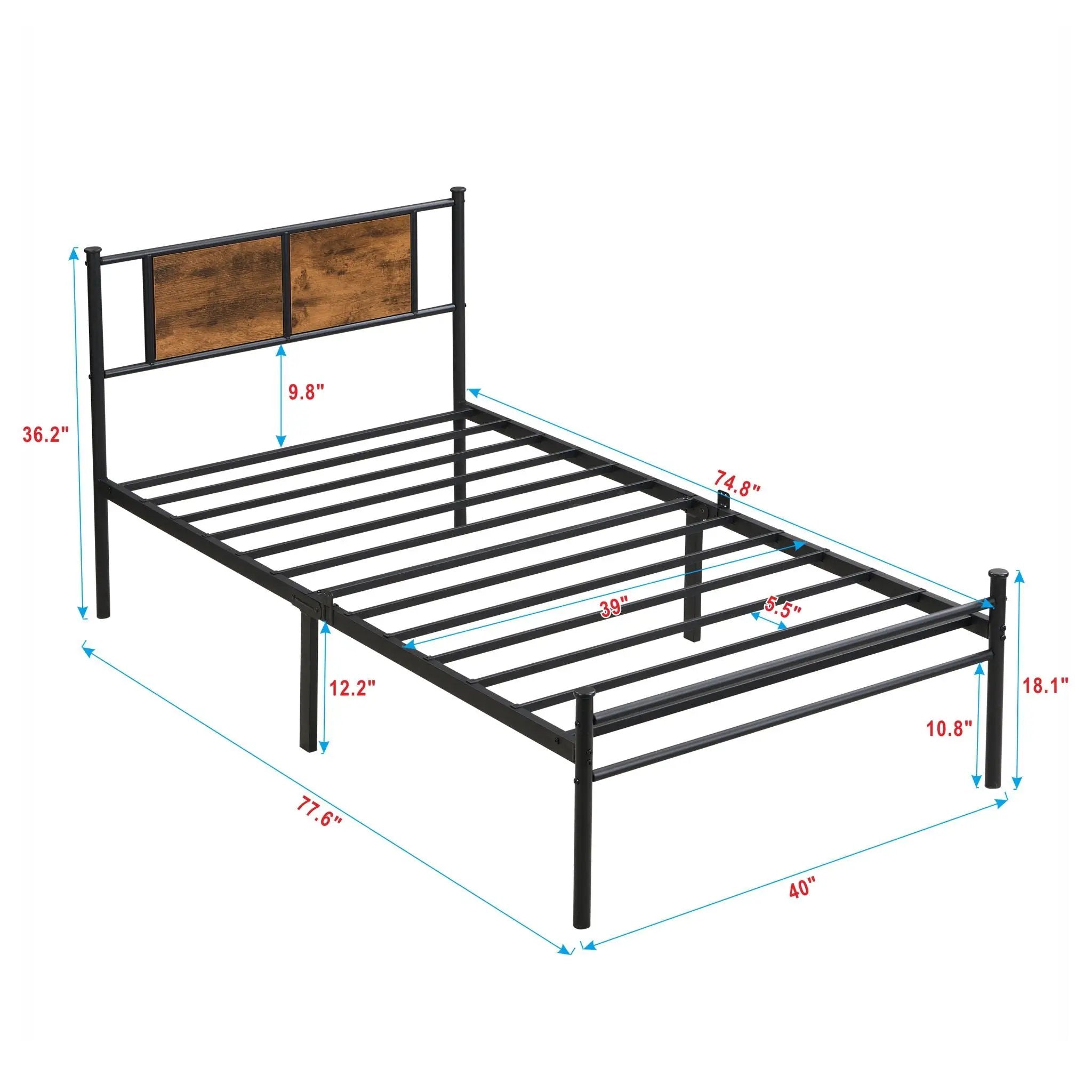 ModerMetal Bedframe With Wood Panel Headboard by Unique Piece Furniture
