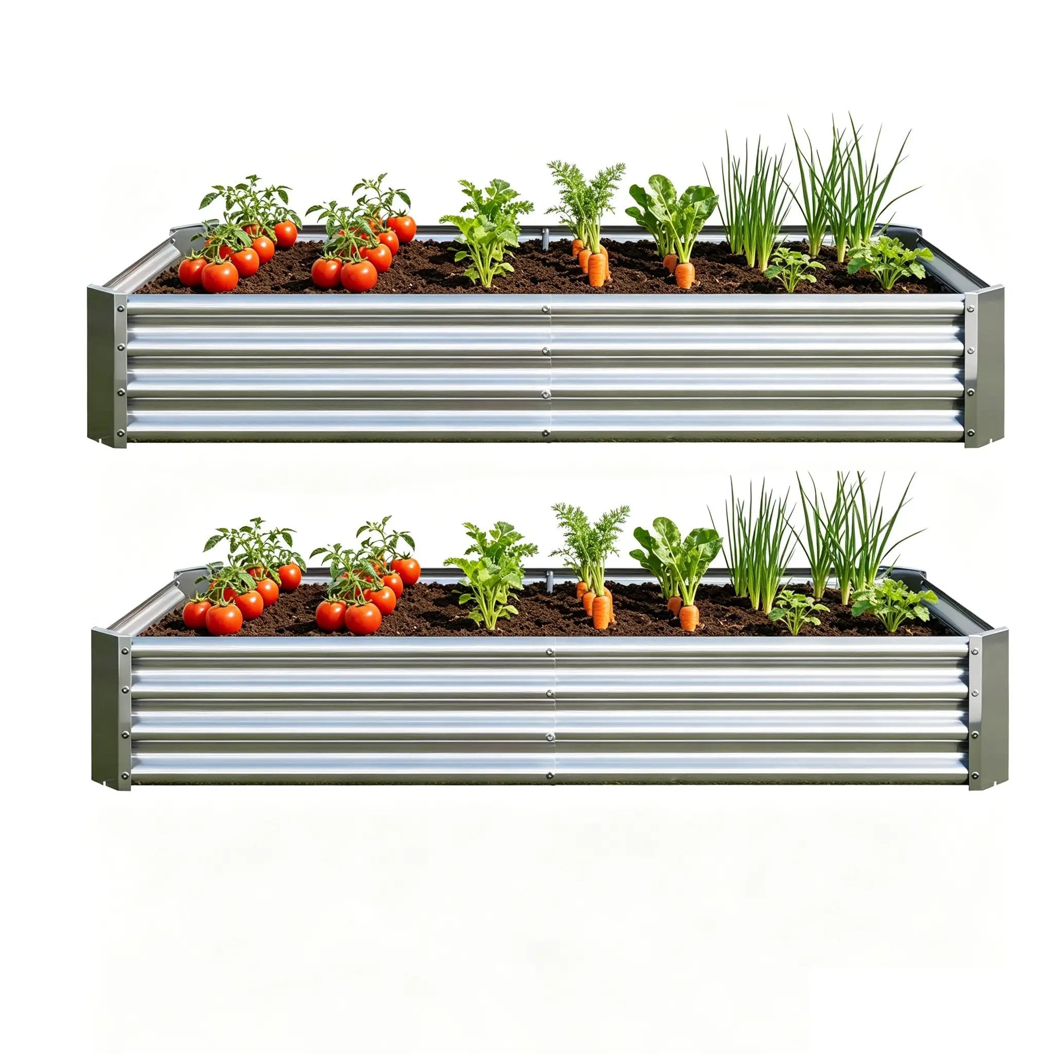 Premium Galvanized Metal Raised Garden Bed Set of 2 by HouseOfZazla