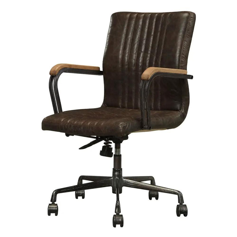 Joslin - Office Chair - Distress Chocolate Top Grain Leather by Unique Piece Furniture