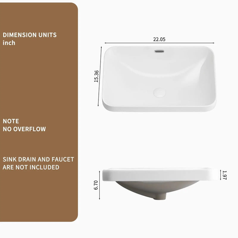 Undermount Bathroom Sink, Vessel Basin For Vanity Countertop - Milk White by HouseOfZazla