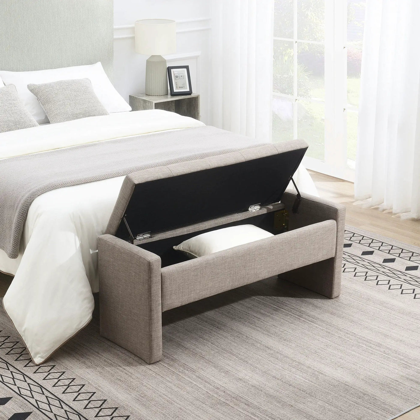Modern Upholstered Large Bed End Bench With Storage by HouseOfZazla