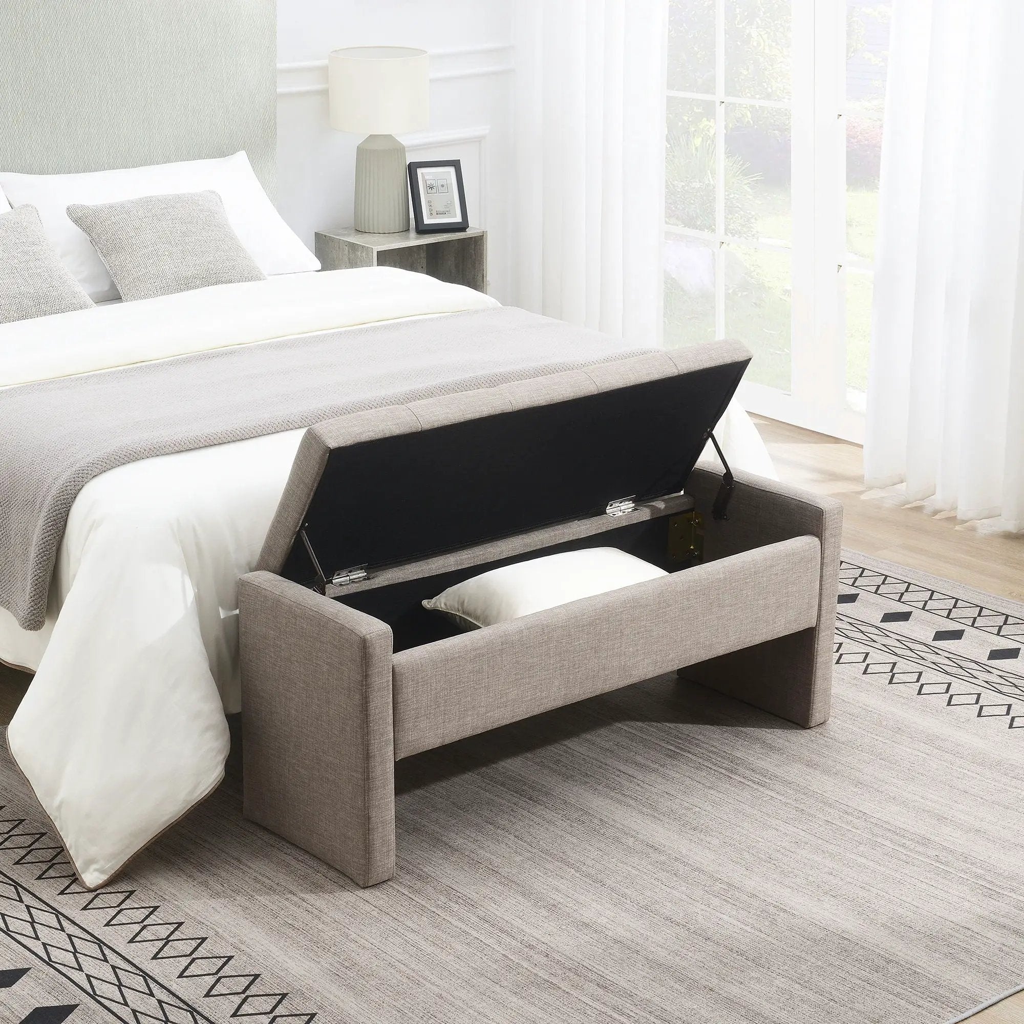 Modern Upholstered Large Bed End Bench With Storage by Unique Piece Furniture