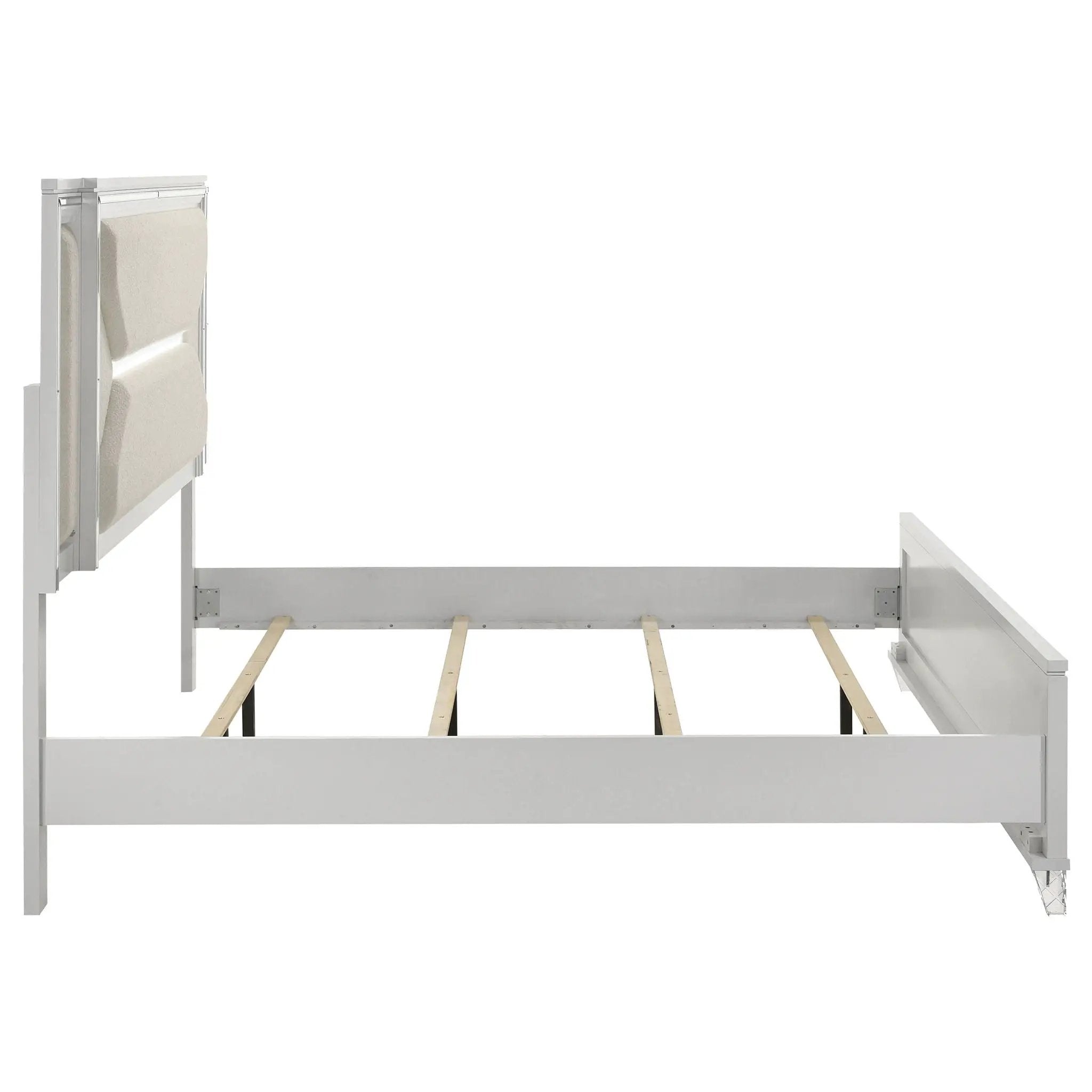 Marmore 64-inch Eastern King Panel Bed LED Headboard White by Unique Piece Furniture